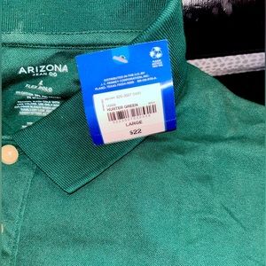 *NWT* ARIZONA JEAN CO. Flex Short Sleeve Polo shirt in HUNTER GREEN, size LARGE